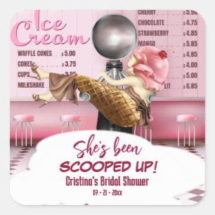 Eiscreme-Salon Sie wurde aufgedeckt Quadratischer Aufkleber