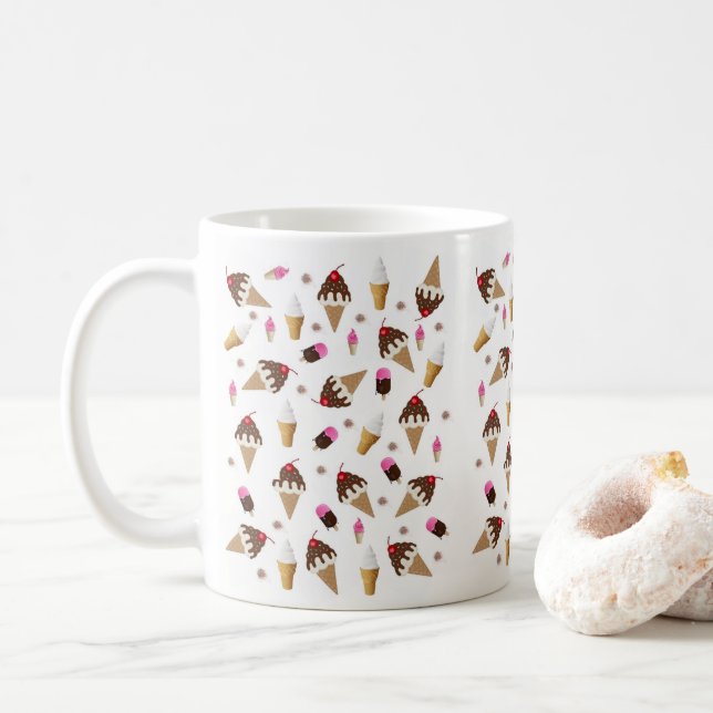 Eiscreme Schokolade Kirsche Vanille Tasse (Mit Donut)
