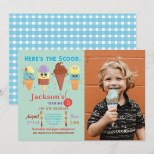 Eiscreme-Schöpfchen-Shop-Jungen Coole Lolly-Einlad Einladung