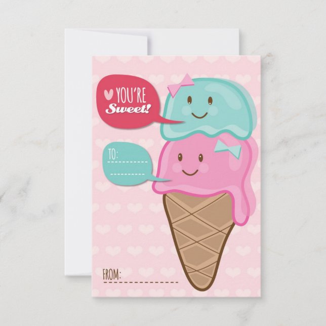 Eiscreme Schule Kinder Valentinstag Einladung (Vorderseite)