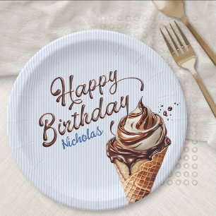 Eiscreme Scoop Boys Geburtstag Pappteller