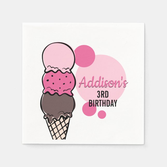 Eiscreme Scoop Geburtstagsfeier Napkins Serviette (Vorderseite)