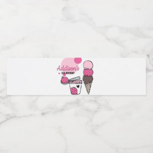 Eiscreme Scoop Geburtstagsparty Wasserflasche Etik Wasserflaschenetikett