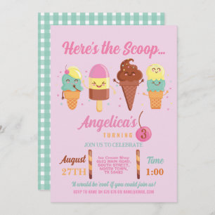 Eiscreme Scoop Shop Niedlich Girls Lolly Einladung