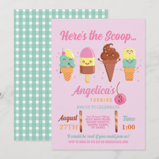 Eiscreme Scoop Shop Niedlich Girls Lolly Einladung