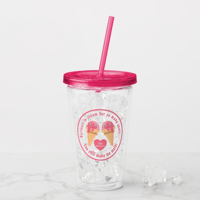Eiscreme Scoops Niedlich Romantischer Valentinstag Acryltrinkbecher (Rückseite Ice)