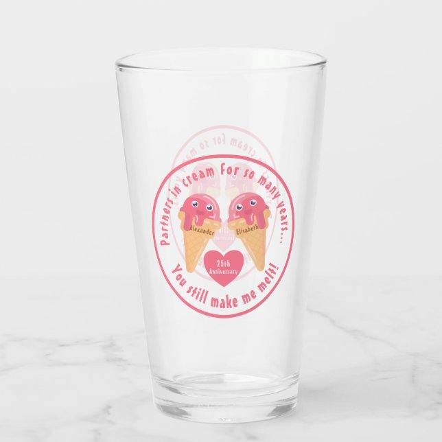 Eiscreme Scoops Niedlich Romantischer Valentinstag Glas (Rückseite)