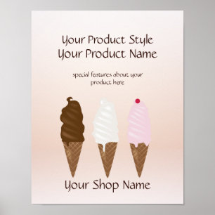 Eiscreme-Shop Eiscreme-Hülsen Produktbezeichnung Poster