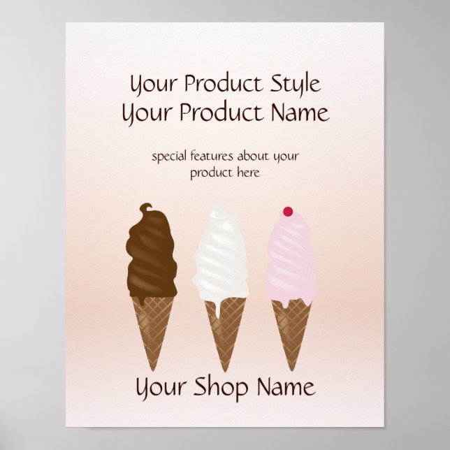 Eiscreme-Shop Eiscreme-Hülsen Produktbezeichnung Poster (Vorne)