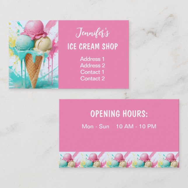 Eiscreme-Shop farbenfroh Visitenkarte (Vorne/Hinten)