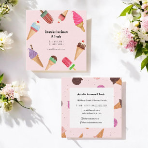 Eiscreme-Shop Pink-Visitenkarte Quadratische Visitenkarte