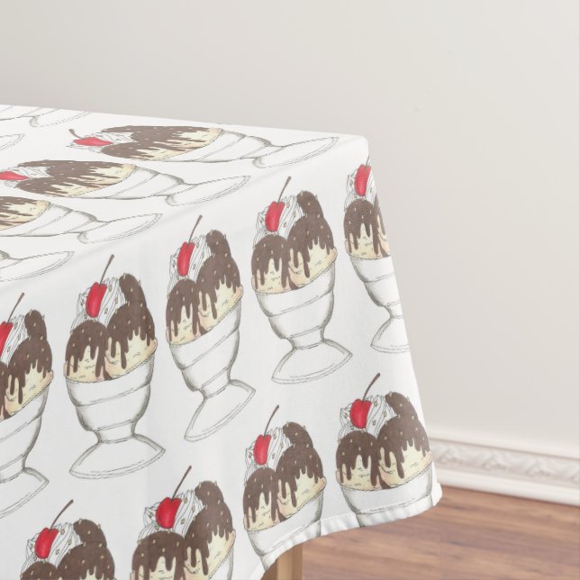 Eiscreme Shoppe Hot Fudge Sundae Dessert Cherry Tischdecke (Beispiel)