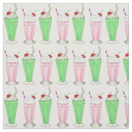 Eiscreme Shoppe Pink Green Shake Milkshake Print Stoff
