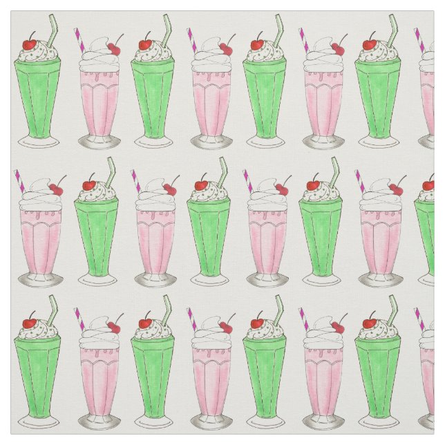 Eiscreme Shoppe Pink Green Shake Milkshake Print Stoff (Muster)