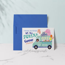 Eiscreme Sie schreien Vierten Geburtstag Einladung