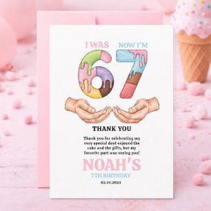 Eiscreme “Six Seven” 7. Geburtstagsfeier für Kinde Dankeskarte