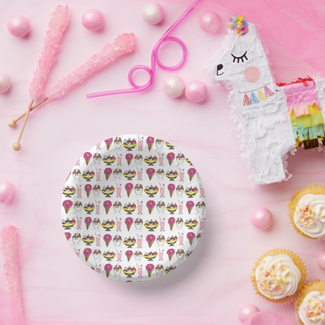 Eiscreme Social Banana Split Sundari Cone Shake Pappteller (Party)