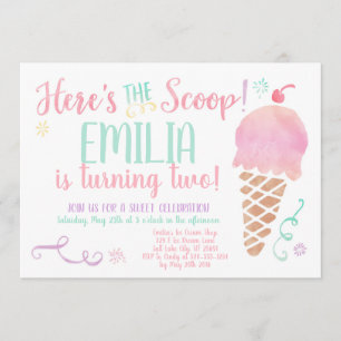 Eiscreme Social Watercolor Einladung zum Geburtsta