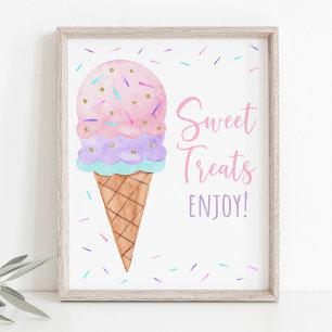 Eiscreme Sprinkles Süße Leckereien Geburtstagszeic Poster