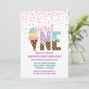 Eiscreme & Sprinkles Sweet One 1. Geburtstag Einladung