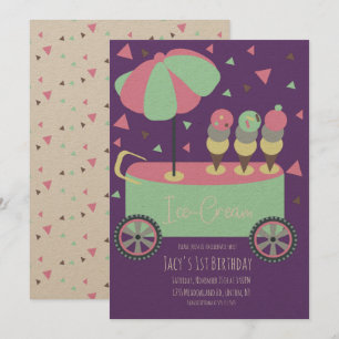 Eiscreme Stand Confetti Geburtstagspartei Lila