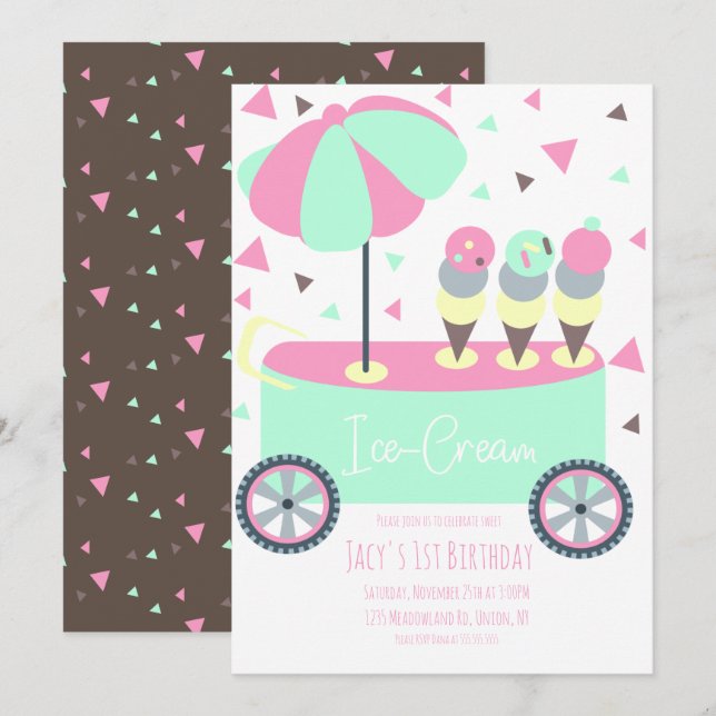 Eiscreme Stand Confetti Sweet Birthday Party (Vorne/Hinten)