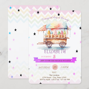 Eiscreme Stars Zigzag Einladung zum Geburtstag