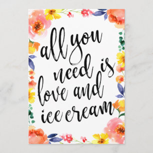 Eiscreme-Station erschwingliches Blumenschild Einladung