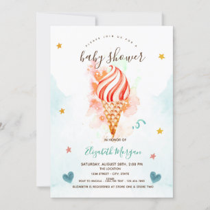 Eiscreme Sterne Herzen Baby Shower Einladung