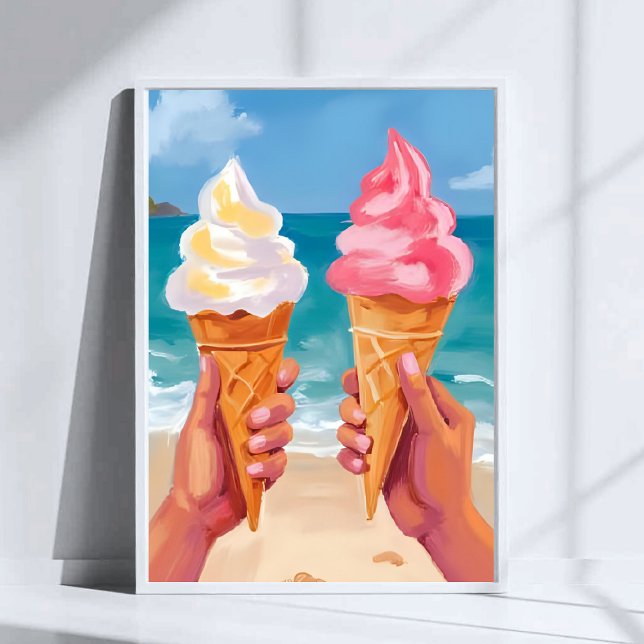 Eiscreme Strand Ozean Aquarellmalerei Poster (Von Creator hochgeladen)