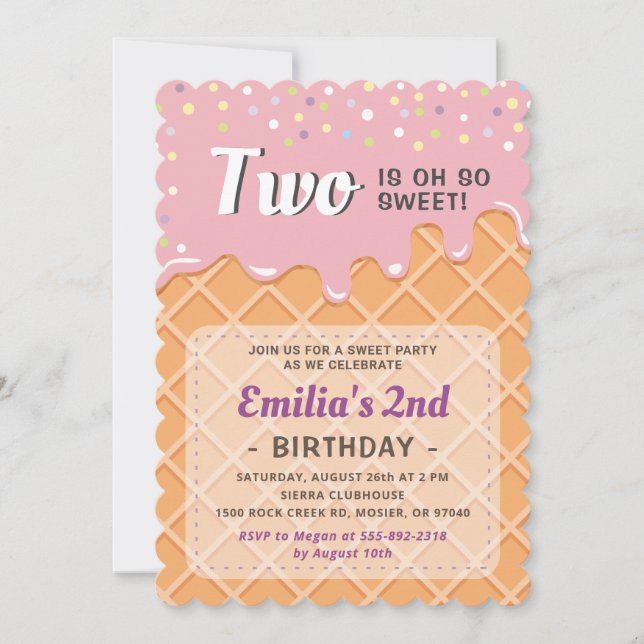 Eiscreme Summer Sweet Baby Girl Geburtstagsparty Einladung (Vorderseite)