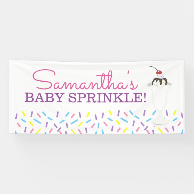 Eiscreme Sundae Baby Sprinkle Custom Banner (Horizontal)
