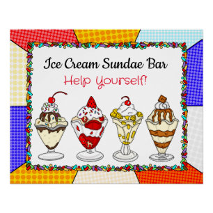 Eiscreme Sundae Bar Baby Dusche oder Hochzeitspost Poster