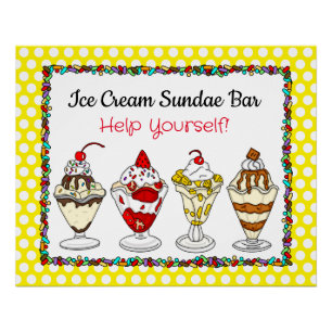 Eiscreme Sundae Bar Baby Dusche oder Hochzeitspost Poster