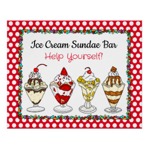 Eiscreme-Sundae-Bar-Baby-Shower oder Hochzeit Poster