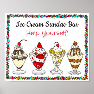 Eiscreme Sundae Bar Hochzeitszeichen oder Babydu Poster