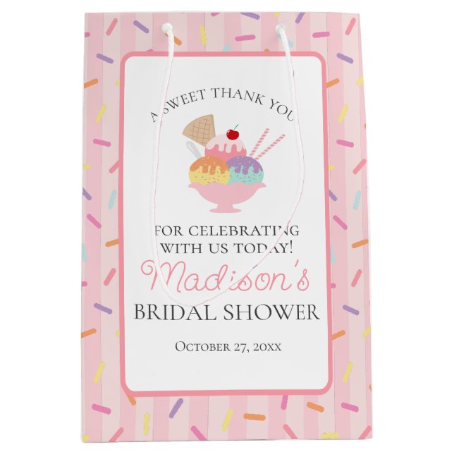 Eiscreme Sundae Brautparty Favoriten aufgedeckt Mittlere Geschenktüte (Vorderseite)