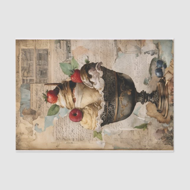 Eiscreme Sundae Collage Decoupage Seidenpapier (Vorderseite)