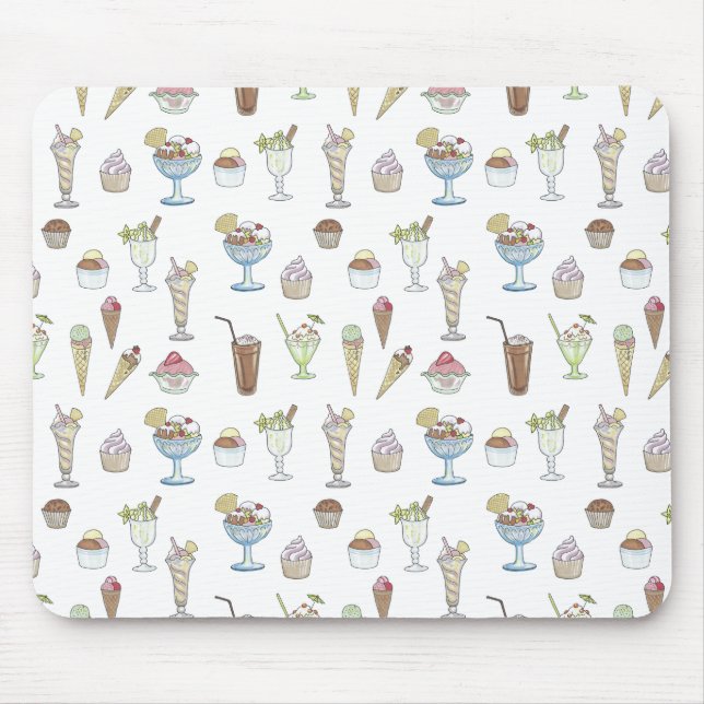 Eiscreme Sundae Collage Niedliches Muster Mousepad (Vorne)