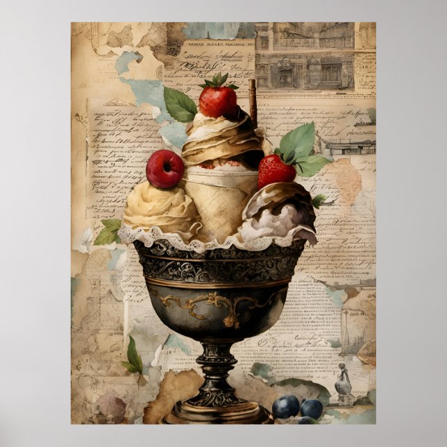 Eiscreme Sundae Collage Poster (Vorne)