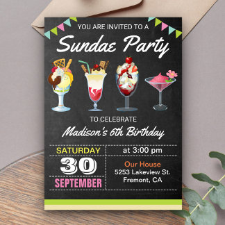Eiscreme Sundae Geburtstagsparty Einladung