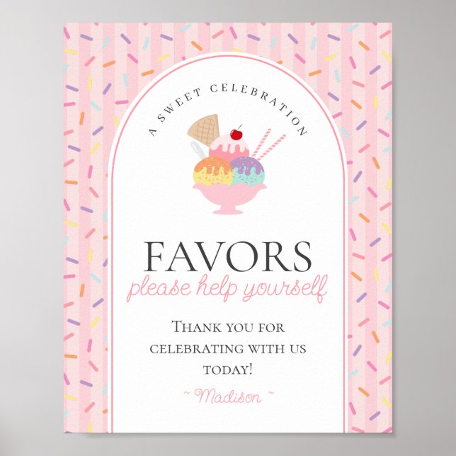 Eiscreme Sundae Hier das Sweet Lieblingszeichen de Poster (Vorne)