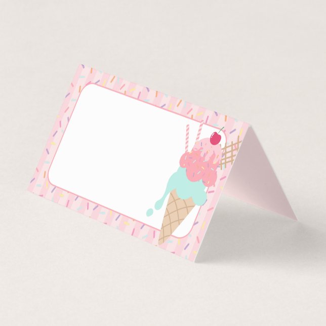 Eiscreme Sundae Hier die Scoop-Platzkarten (Vorderseite)