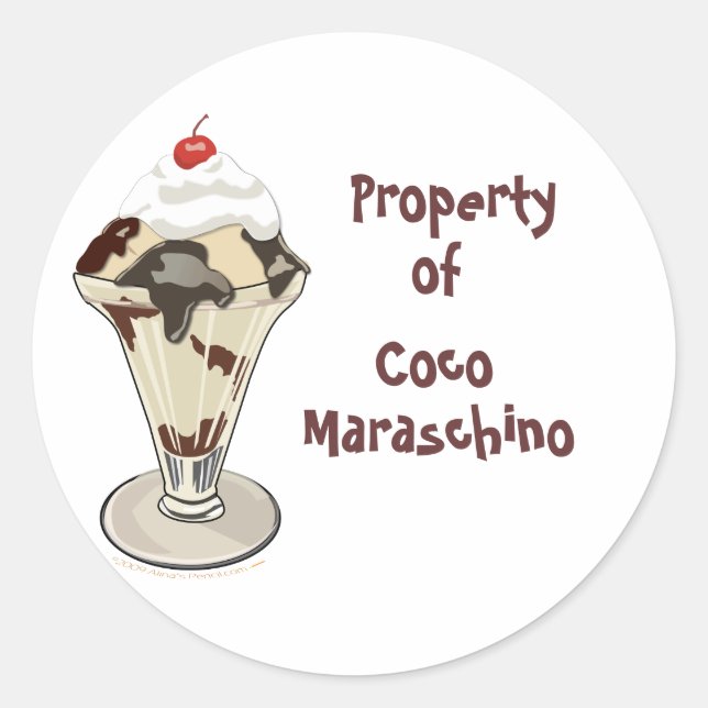 Eiscreme Sundae Hot Fudge Custom Stickers (Vorderseite)