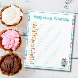 Eiscreme Sundae Kinderdusche Emoji Pictionary Flyer