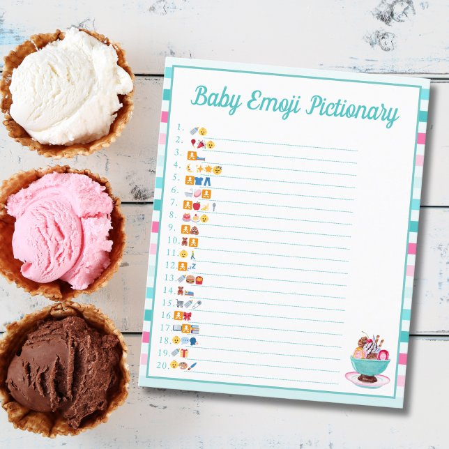 Eiscreme Sundae Kinderdusche Emoji Pictionary Flyer (Von Creator hochgeladen)