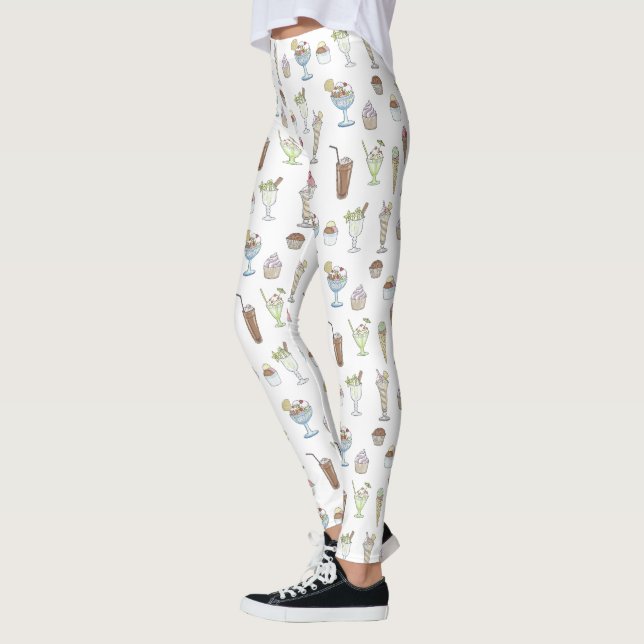 Eiscreme Sundae Muster White Leggings (Links)