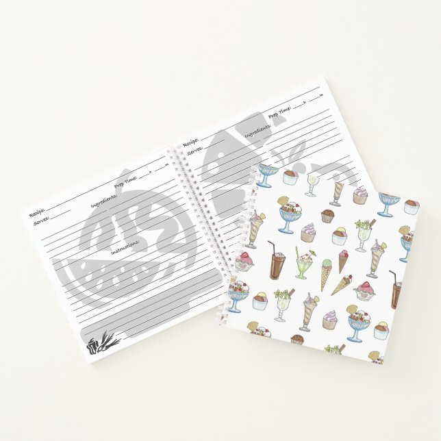 Eiscreme Sundae Muster White Notizbuch (Innenseite)