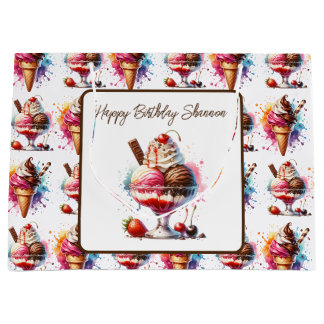 Eiscreme Sundae Personalisiert Geburtstag Große Geschenktüte