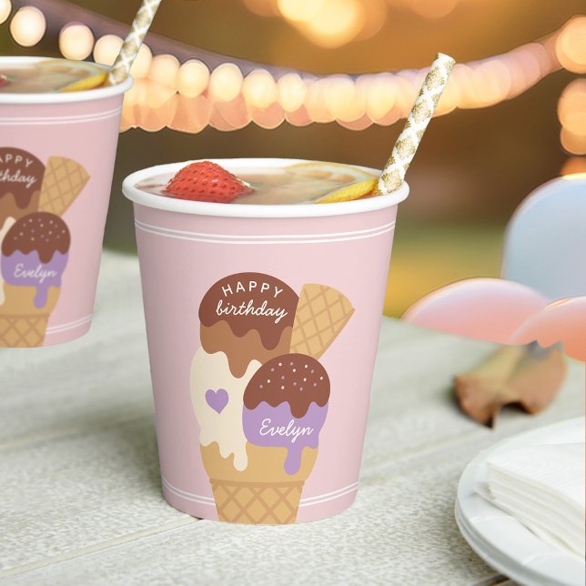 Eiscreme Sundae Personalisierter Kindergeburtstag  Pappbecher (Von Creator hochgeladen)
